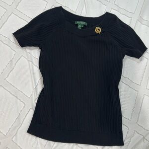 Ralph Lauren Black Short Sleeve Knit Top